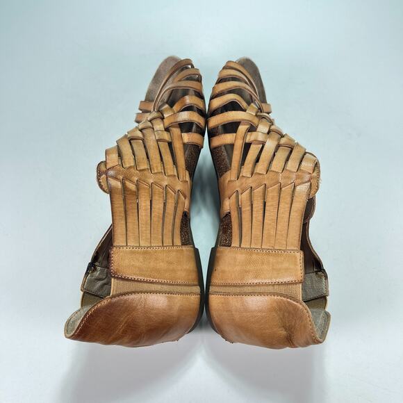 Chocolat Blu Vivienne Brown Leather Slip On Woven Strap Sandals Women's Sz 6 - Picture 7 of 10